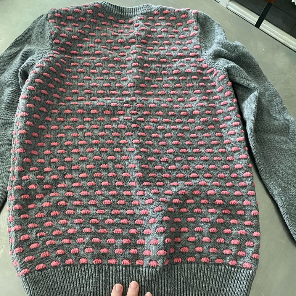 SUPERDRY SWEATER pink & grey polka dot MEDIUM